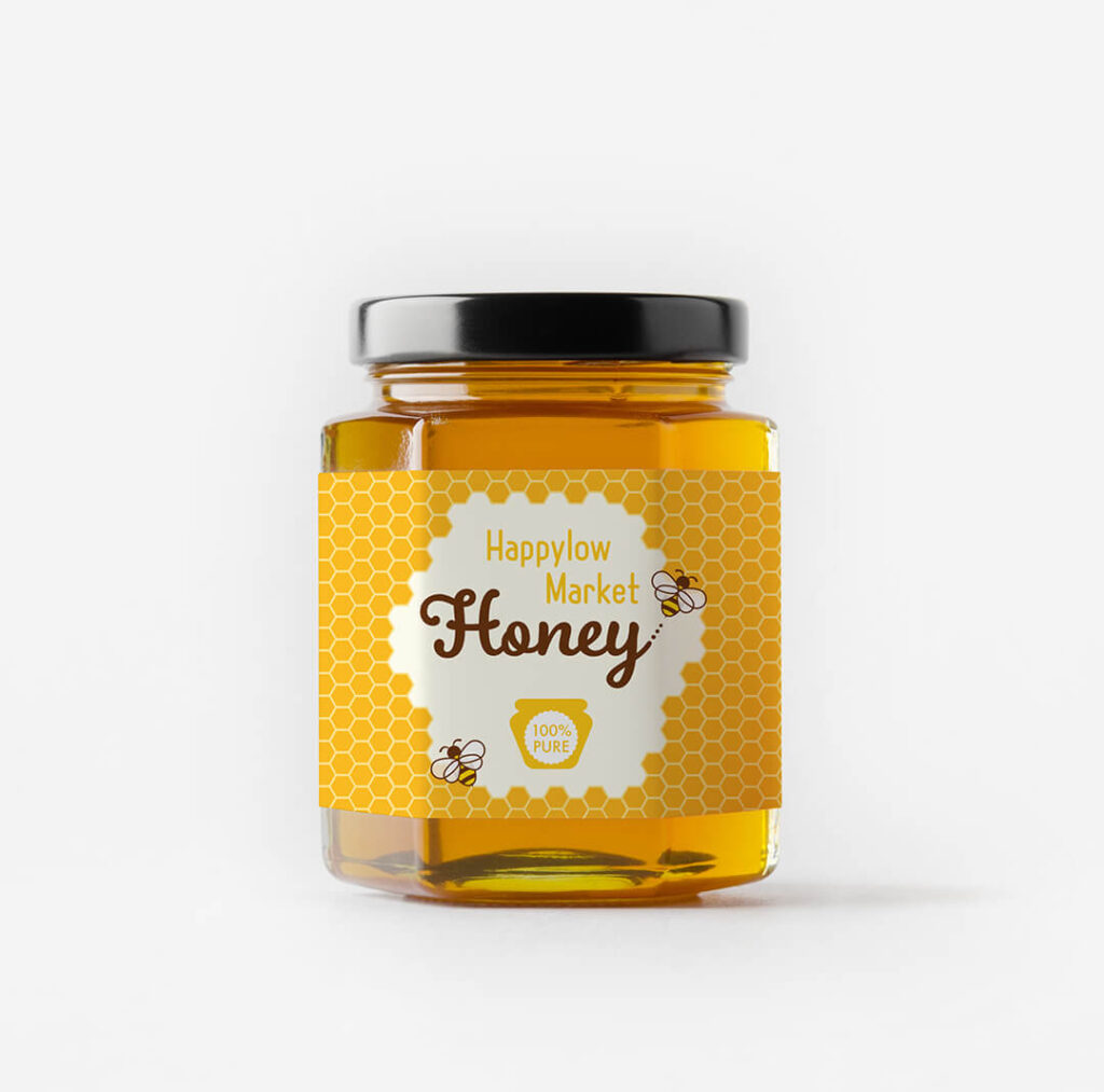 Happylow Market honey label